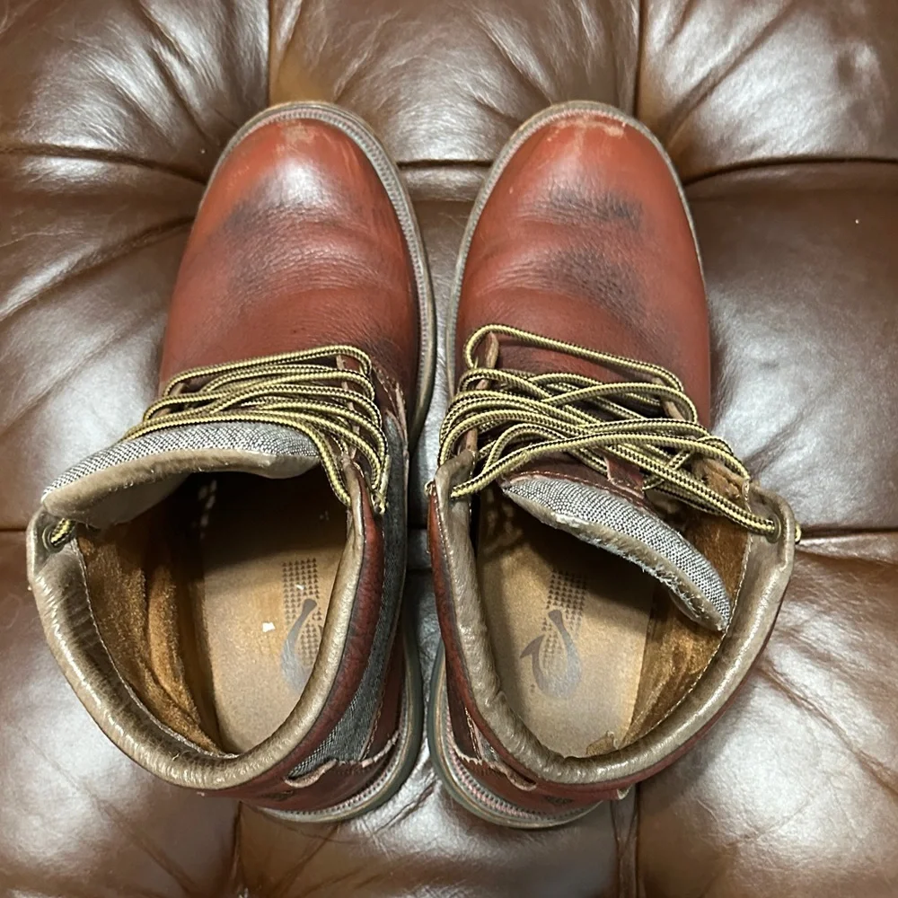 OluKai Men's Brown Leather Boots - Picture 2 of 3